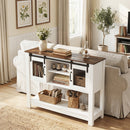 Console Table with Sliding Barn Doors and Storage Cabinets