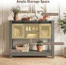 Console Table with Sliding Barn Doors and Storage - Gray