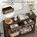 2-Tier Console Table with Drawers and Open Storage Shelf