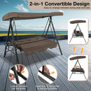3-Seat Convertible Porch Swing with Adjustable Canopy