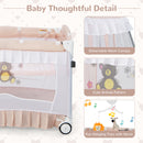 Convertible Bassinet with Removable Changing Table and Detachable Mesh Net-Pink