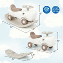 Convertible Rocking Horse and Sliding Car with Detachable Balance Board-White