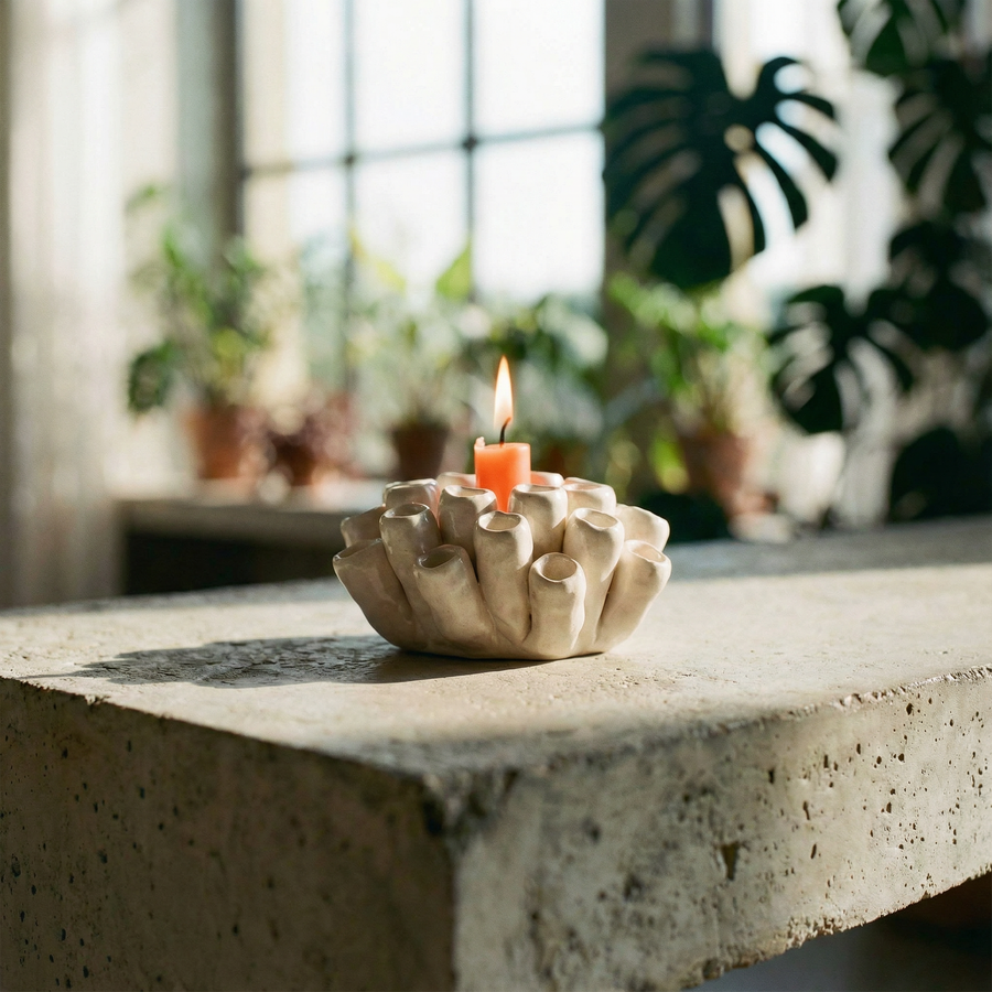 Coral Statue Candle Holder | Ceramic Sculpture Home Decor | 5