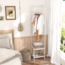 Corner Coat Rack with Top Hanger and 2 Mesh Shelves for Entryway Hallway Living Room Bedroom