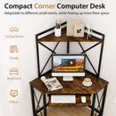 Space-Saving Corner Computer Desk with with Hutch and Keyboard Tray