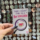 Couldn't Find You A Real Unicorn Enamel Pin on Gift Card