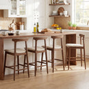 Counter Height Bar Stools 24 Inch Solid Wood Kitchen Island Chairs with Curved Backs