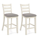 2 Pieces Counter Height Chairs with Fabric Seat and Rubber Wood Legs