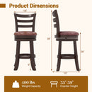 Counter Height Swivel Barstools Set of 2 with Faux Leather Seat and Wrap-around Footrest