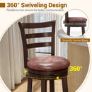 Counter Height Swivel Barstools Set of 2 with Faux Leather Seat and Wrap-around Footrest
