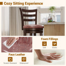 Counter Height Swivel Barstools Set of 2 with Faux Leather Seat and Wrap-around Footrest