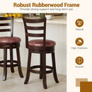 Counter Height Swivel Barstools Set of 2 with Faux Leather Seat and Wrap-around Footrest