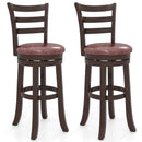 Counter Height Swivel Barstools Set of 2 with Faux Leather Seat and Wrap-around Footrest