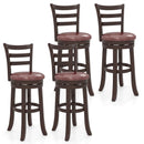 Counter Height Swivel Barstools Set of 2 with Faux Leather Seat and Wrap-around Footrest