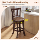 Counter Height Swivel Bar Stools Set of 2 with Back and Solid Rubber Frame