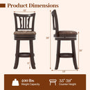 Counter Height Swivel Bar Stools Set of 2 with Back and Solid Rubber Frame