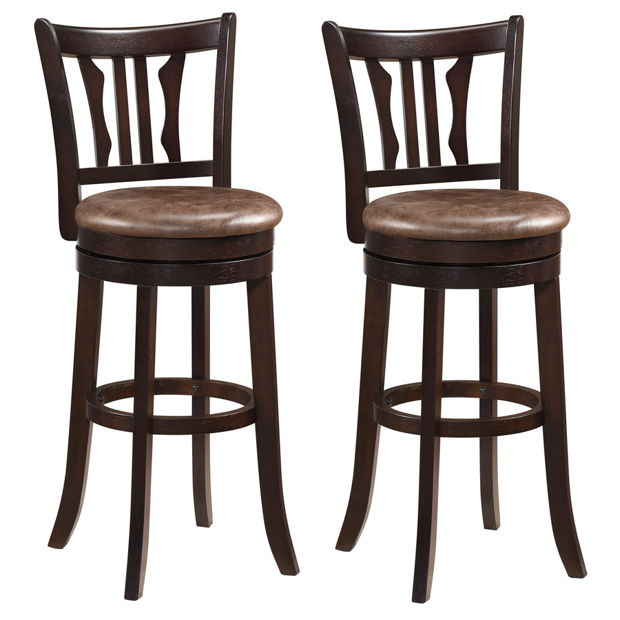 Counter Height Swivel Bar Stools Set of 2 with Back and Solid Rubber Frame