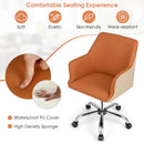 PU Covered Office Chair with Adjustable Height and Sponge Padded Cushion-Brown