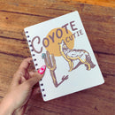 Coyote Cutie Spiral Double-Sided Notebook | Howling Coyote Design Journal | 120 Lined Pages