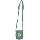 Crochet Daisy Crossbody Bag | Handmade Cotton Shoulder Sling Handbag | 6.5" x 8"