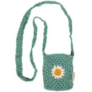 Crochet Daisy Crossbody Bag | Handmade Cotton Shoulder Sling Handbag | 6.5" x 8"