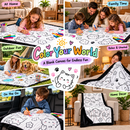 Personalized Unicorn Coloring Doodle Blanket with 12 Fabric Markers