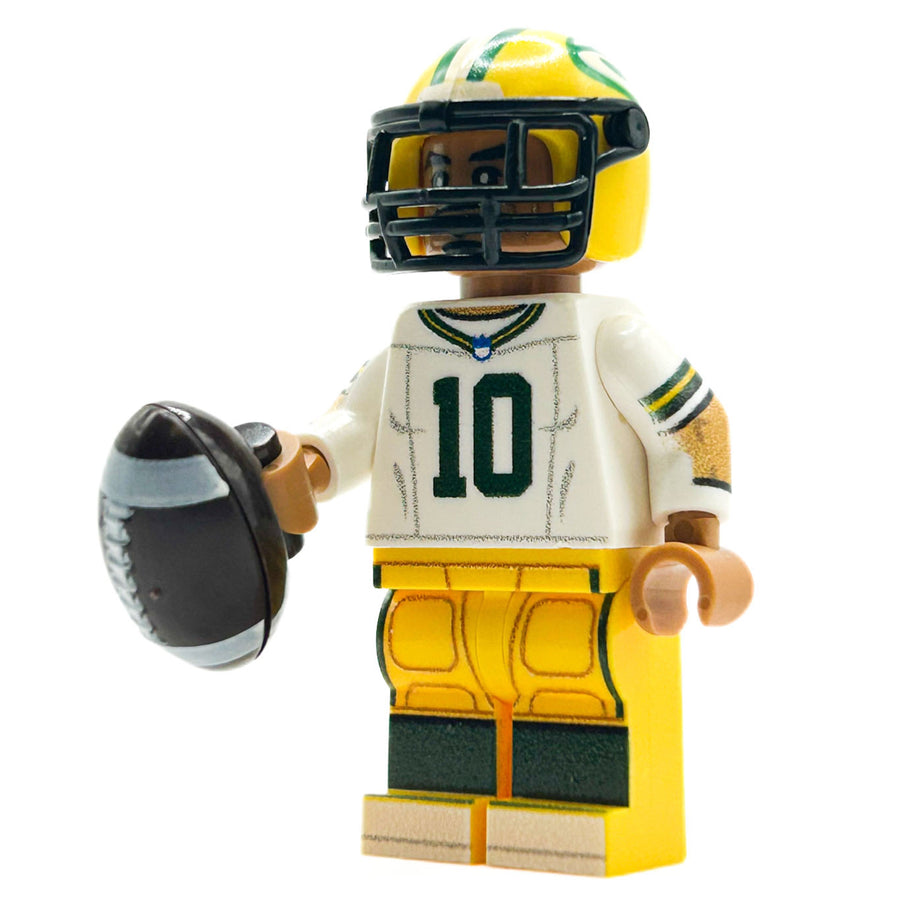 #10 QB Green Bay Football Player Minifig made using LEGO parts