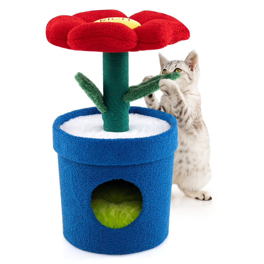 Cute Cat Tree with Flower Padded Perch for Indoor Cats