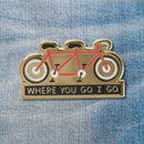 Cycling Love Enamel Pin in Gold