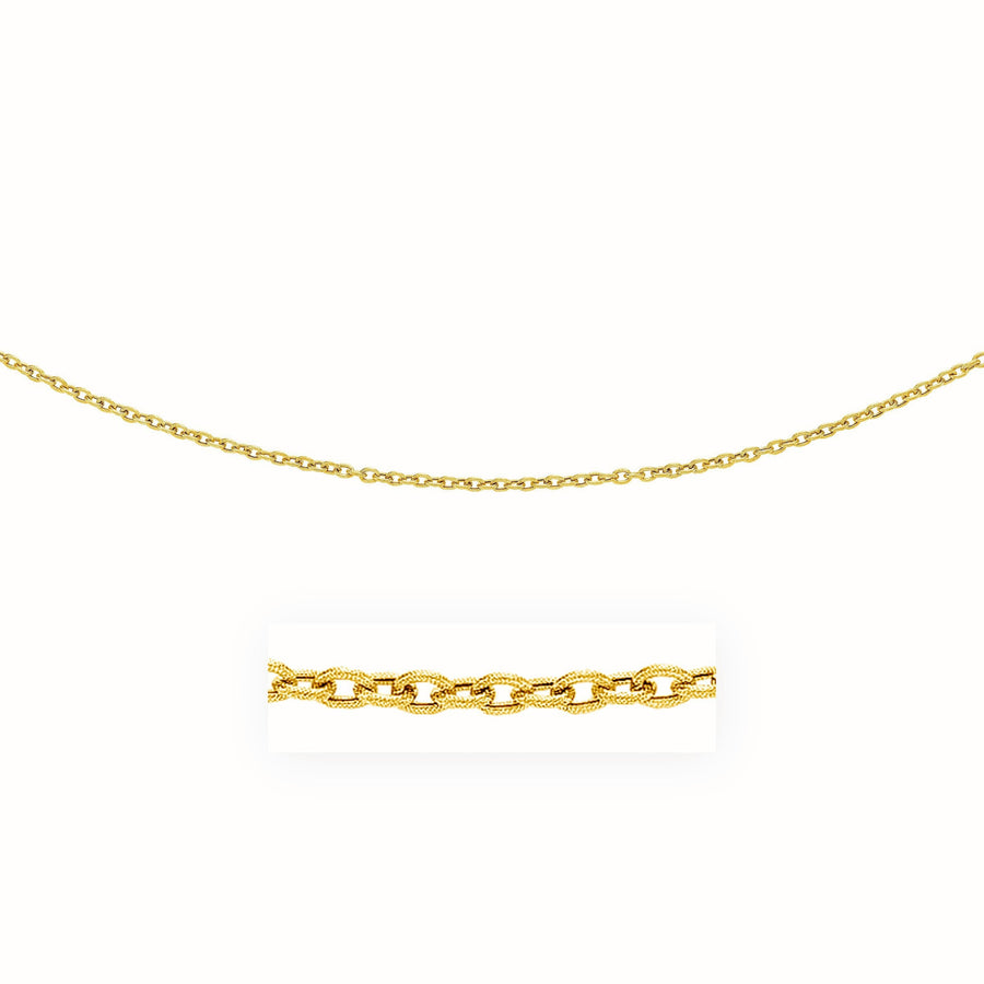 3.5mm 14k Yellow Gold Pendant Chain with Textured Links