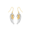 Two-Tone Wing Drop Earrings in 10K Gold