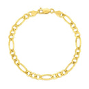 4.5mm 14k Yellow Gold Solid Figaro Bracelet