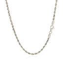 2.5mm 14k White Gold Solid Diamond Cut Rope Chain