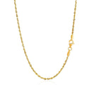 2.0mm 14k Yellow Gold Solid Diamond Cut Rope Chain