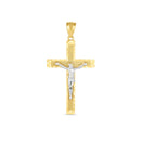 14k Two Tone Gold High Polish Diamond Cut Cross Pendant