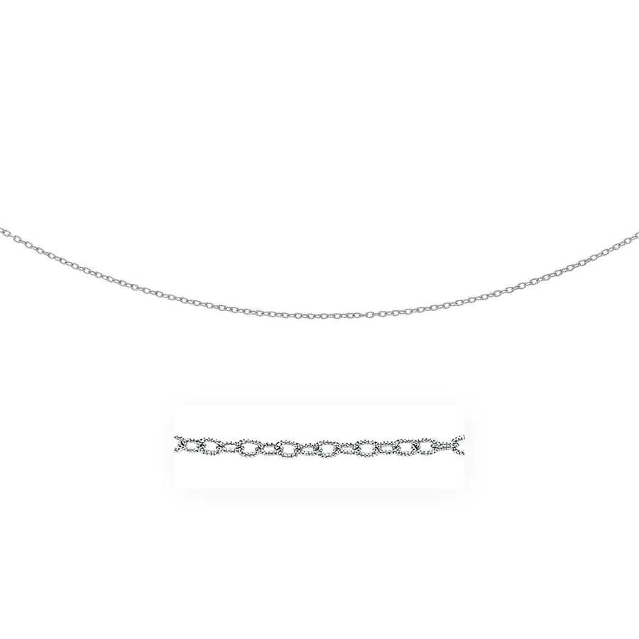 2.5mm 14k White Gold Pendant Chain with Textured Links