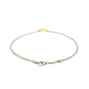14k Yellow Gold and Sterling Silver Anklet with a Single Open Heart Station