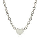 Sterling Silver Rhodium Plated Chain Bracelet with a Flat Heart Motif Station