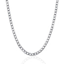 Rhodium Plated 4.7mm Sterling Silver Curb Style Chain