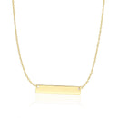 14k Yellow Gold Smooth Flat Horizontal Bar Style Necklace
