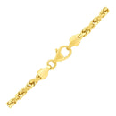 4.0mm 14k Yellow Gold Solid Diamond Cut Rope Bracelet