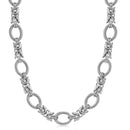 Sterling Silver  Rhodium Plated Knot Style and Textured Oval Chain Necklace
