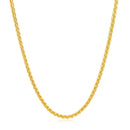 2.1mm 14k Yellow Gold Round Wheat Chain