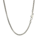 Rhodium Plated 2.5mm Sterling Silver Popcorn Style Chain