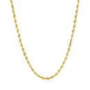 2.5mm 14k Yellow Gold Solid Diamond Cut Rope Chain