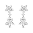 18k White Gold 6.0 Cttw Marquise Diamond Floral Dangle Drop Earrings (E-F Color, VS1-VS2 Clarity)