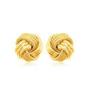 14k Yellow Gold Love Knot with Ridge Texture Earrings