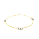 14k Two Tone Gold Entwined Heart Stationed Anklet