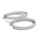 14k White Gold Diamond Hoop Double Sided Three Row Earrings (2 cttw)