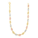 14k Tri Color Gold High Polish Puffed Mariner Link Chain